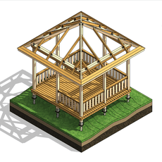 Обложка курса «Autodesk Revit 2025: Проектирование каркасной беседки "Чайная"» на Stepik