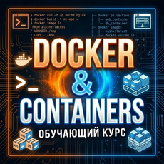 Обложка курса «Docker: первые шаги в контейнеризацию » на Stepik