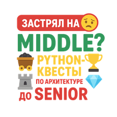 Обложка курса «Прокачайся с Python: квесты по архитектуре от Middle до Senior» на Stepik