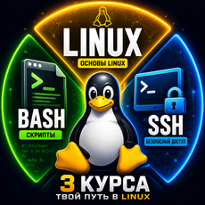 Обложка курса «Погружение в Linux: Программа из 3-х курсов» на Stepik