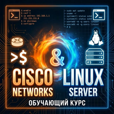 Обложка курса «Сети и серверы: Linux, Cisco, BASH-скрипты и SSH.» на Stepik