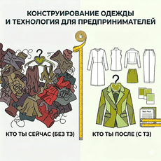 Обложка курса «Конструирование одежды и технология для предпринимателей» на Stepik