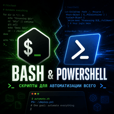 Обложка курса «Автоматизация для админов: Bash и PowerShell» на Stepik
