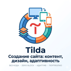 Обложка курса «Создание сайта в Tilda: контент, дизайн, адаптивность» на Stepik