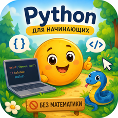 Обложка курса «Python без математики: программирование с нуля» на Stepik