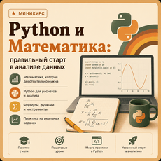 Обложка курса «Python и Математика: правильный старт в анализе данных» на Stepik