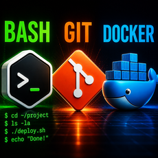 Обложка курса «Bash, Git, Docker: три столпа современного Админа» на Stepik