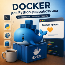 Обложка курса «Docker для Python-проекта: простыми словами, шаг за шагом» на Stepik