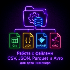 Обложка курса «Работа с файлами CSV, JSON, Parquet и Avro для дата-инженера» на Stepik