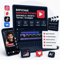 Обложка курса «Вирусные короткие видео с ИИ: Reels, Shorts и TikTok» на Stepik