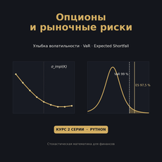 Обложка курса «Опционы и рыночные риски: улыбка волатильности, VaR и ES» на Stepik