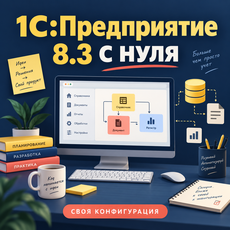 Обложка курса «1С:Предприятие 8.3 с нуля: от первых шагов до своей конфигурации» на Stepik