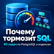 Обложка курса «Почему тормозит SQL: 40 задач по PostgreSQL и индексам» на Stepik